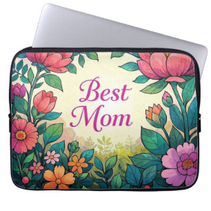Housse Pour Ordinateur Portable Belle aquarelle colorée Fleurs florales