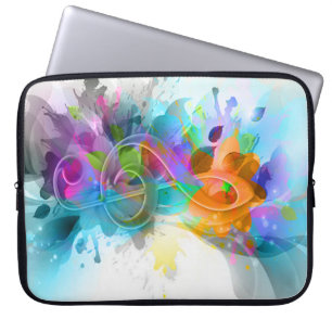 Housse Pour Ordinateur Portable Belle aquarelle colorée Splatter note de musique