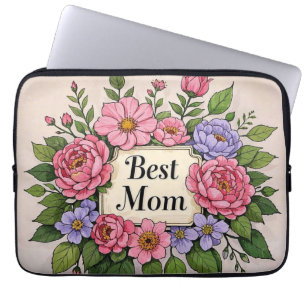 Housse Pour Ordinateur Portable Belle Fleur Pinkish Meilleure Maman