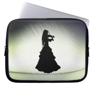 Housse Pour Ordinateur Portable Belle Gitane Joue Violon Vert