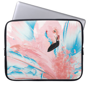 Housse Pour Ordinateur Portable Belle illustration avec du flamant rose dessiné et