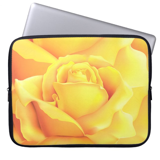 Housse Pour Ordinateur Portable Belle Rose Jaune (Devant)