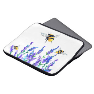 Housse Pour Ordinateur Portable Belles fleurs de printemps et les abeilles volent