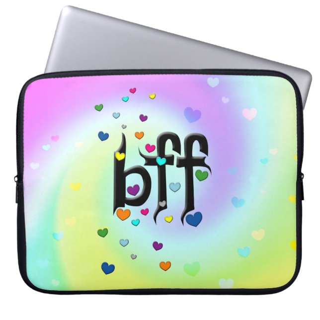 Housse Pour Ordinateur Portable bff ~ coeurs (Devant)