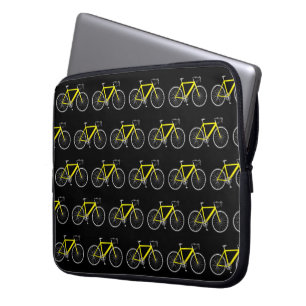 Housse Pour Ordinateur Portable Bicyclette jaune sur fond noir