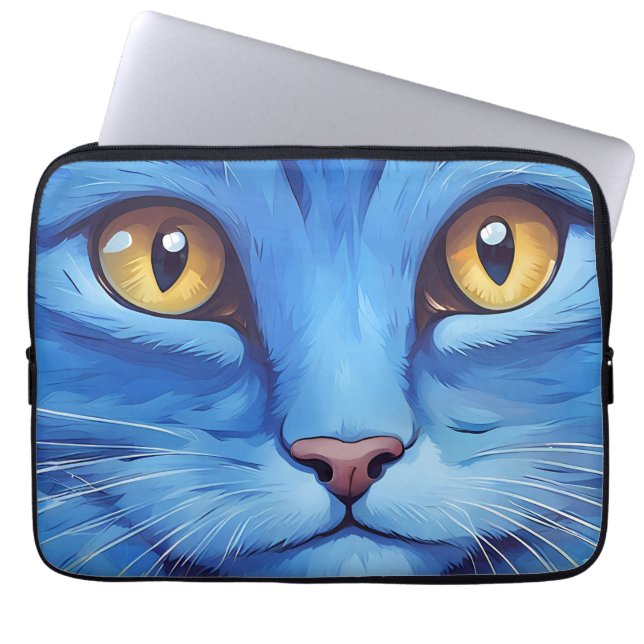 Housse Pour Ordinateur Portable Big Blue Cat (Devant)
