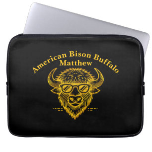 Housse Pour Ordinateur Portable Bison portant des lunettes de soleil avec une expr