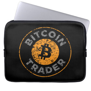 Housse Pour Ordinateur Portable Bitcoin Trader Grunge Text Circle Outl. Gris noir