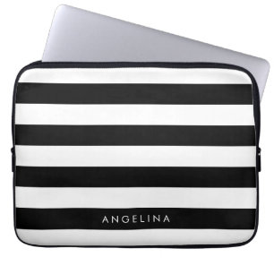Housse Pour Ordinateur Portable Black and White Striped