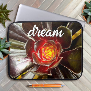 Housse Pour Ordinateur Portable Black Orange Cactus Succulent script de rêve photo