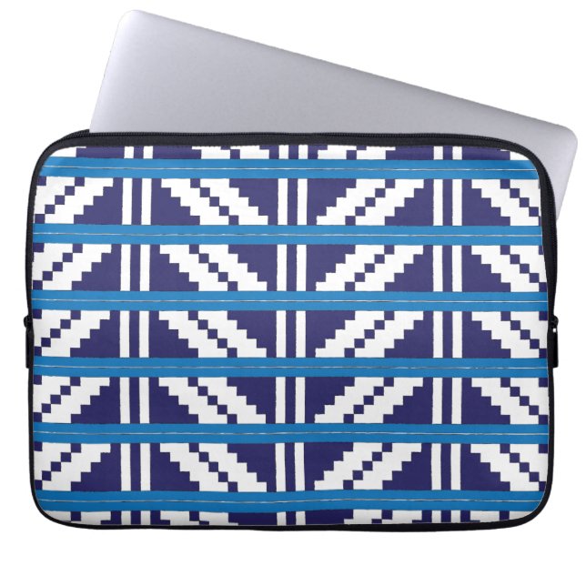 Housse Pour Ordinateur Portable Bleu et blanc letton Letton Ethnic Folk art (Devant)