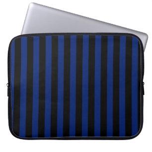 Housse Pour Ordinateur Portable Bleu et noir bonbons rayés