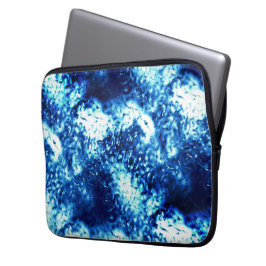 Housse Pour Ordinateur Portable Bleu flashy taché ressemble à du verre dépoli