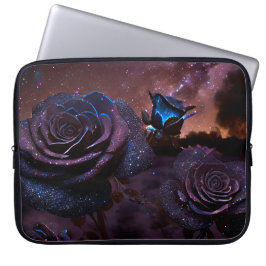 HOUSSE POUR ORDINATEUR PORTABLE BLEU FONCÉ & PURPLE ROSE D'ANTIQUITÉ