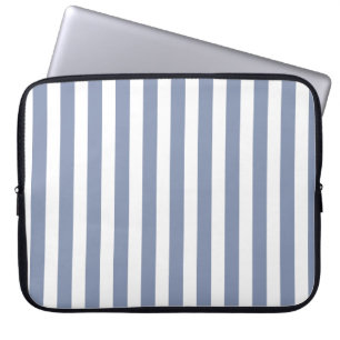 Housse Pour Ordinateur Portable Bleu gris et blanc rayures de bonbons