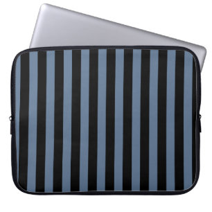 Housse Pour Ordinateur Portable Bleu gris et noir rayures