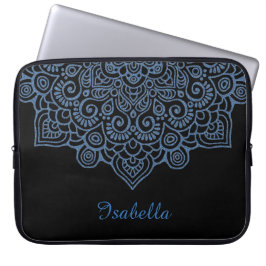 Housse Pour Ordinateur Portable bleu métallique vintage en dentelle complexe Manda