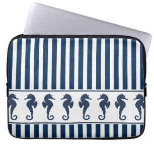 Housse Pour Ordinateur Portable Bleus de la Marine et Chevaux de mer