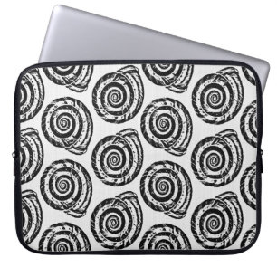 Housse Pour Ordinateur Portable Bloc de coquillages en spirale Impression, noir et