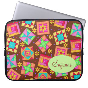 Housse Pour Ordinateur Portable Blocs d'art Chocolat Brown Patchwork