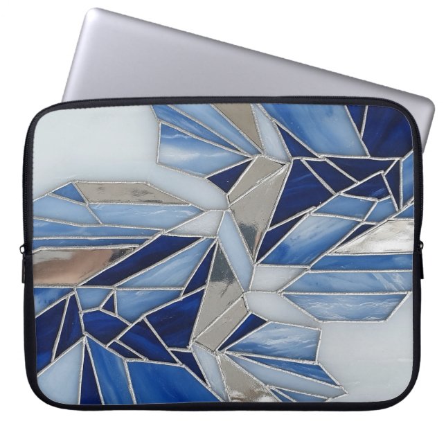 Housse Pour Ordinateur Portable blue silver mosaic 1 (Devant)