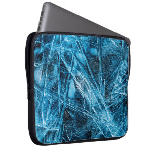 Housse Pour Ordinateur Portable Blue Turquoise Abstrait Ice Art