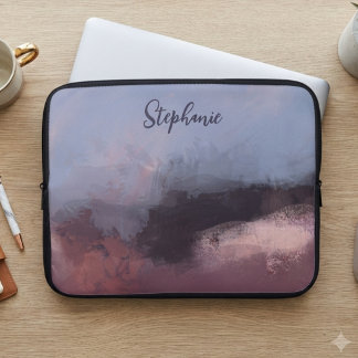 Housse Pour Ordinateur Portable Blush aquarelle lunatique et Art Abstrait Navy