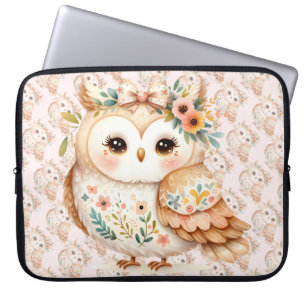 Housse Pour Ordinateur Portable Boho Cottagecore Owl Floral Farmcore Charme