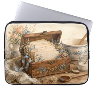 Housse Pour Ordinateur Portable Boîte de recettes anciennes Cuisine de cottage