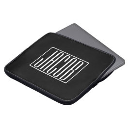Housse Pour Ordinateur Portable Bold & Modern Your name or Word | White On Black