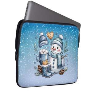 Housse Pour Ordinateur Portable Bonhomme de neige hivernal cosy