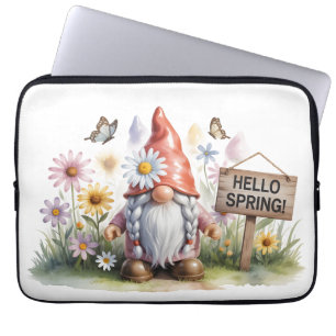 Housse Pour Ordinateur Portable Bonjour Nain de Jardin du Printemps : Joli Nain av