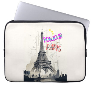 Housse Pour Ordinateur Portable Bonjour Paris coloré