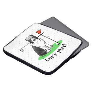 Housse Pour Ordinateur Portable Bordure Collie Chien Jouer Golf (noir & blanc) Amu