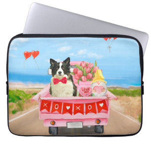 Housse Pour Ordinateur Portable Bordure Collie Chien Saint Valentin Coeurs de cami