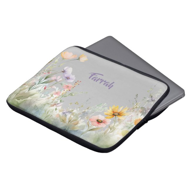 Housse Pour Ordinateur Portable Bordure fleur sauvage personnalisée (Devant haut)