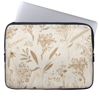 Housse Pour Ordinateur Portable Botanique Fleur Séchée Beige