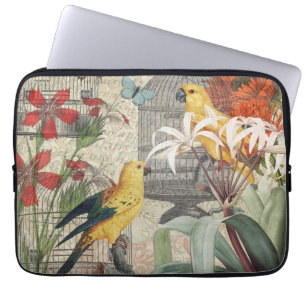 Housse Pour Ordinateur Portable Botanique Vintage Oiseaux Nature Tropical Antique