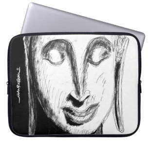 Housse Pour Ordinateur Portable Bouddha couché Wat Pho Bangkok Thaïlande B&W
