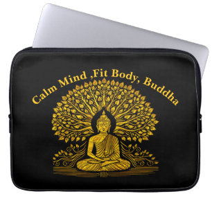 Housse Pour Ordinateur Portable Bouddha d'or complexe entouré de feuillage luxuria