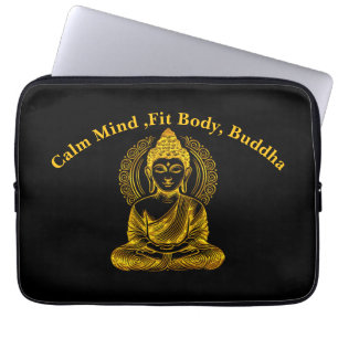 Housse Pour Ordinateur Portable Bouddha d'or sculpté en serène Pose de méditation