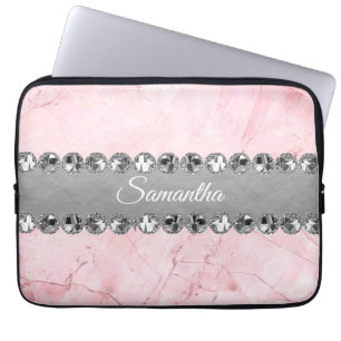 Housse Pour Ordinateur Portable Boule diamant en marbre rose