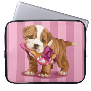 Housse Pour Ordinateur Portable Bouledogue et chaussure anglais