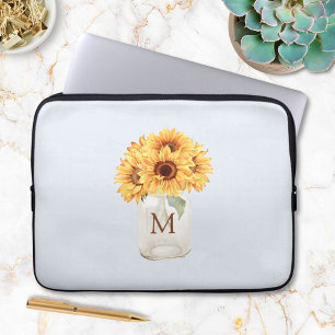 Housse Pour Ordinateur Portable Bouquet de tournesols rustique aquarelle dans un p