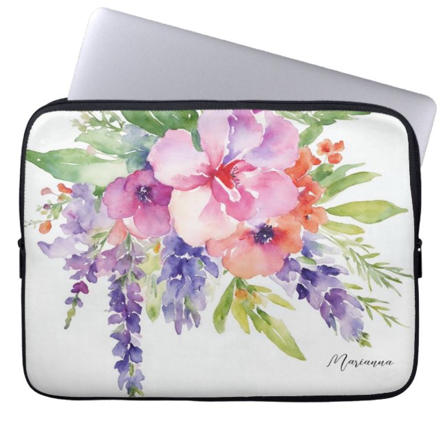 Housse Pour Ordinateur Portable Bouquet floral aquarelle (Devant)