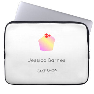 Housse Pour Ordinateur Portable Boutique pâtisserie silhouette de cupcake blanc