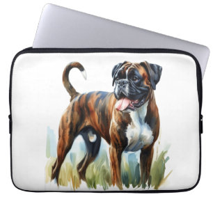 Housse Pour Ordinateur Portable Boxer à broches en aquarelle