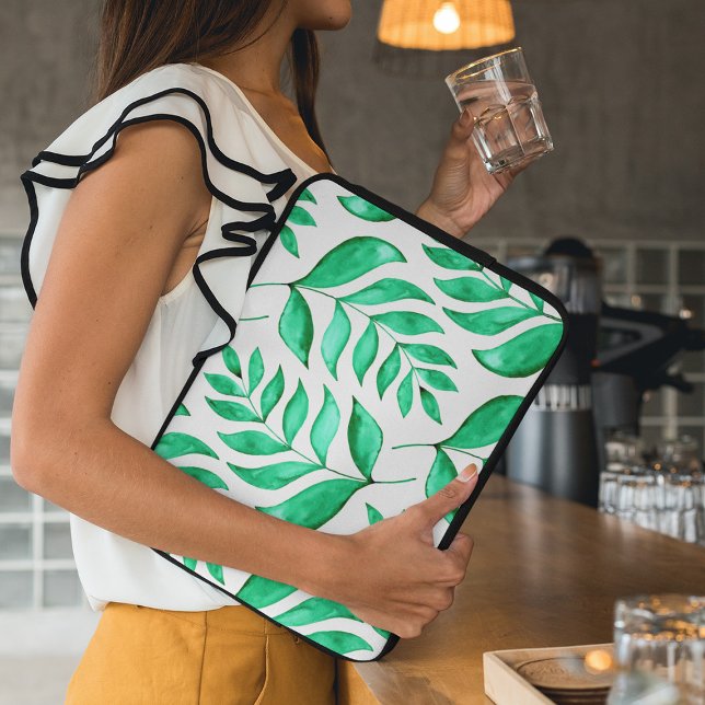 Housse Pour Ordinateur Portable Branches d'aquarelle simples - vert (Créateur téléchargé)