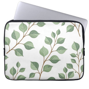 Housse Pour Ordinateur Portable Branches Feuillues de Feuillage Vert Sauge Aquarel