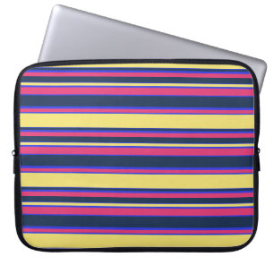 Housse Pour Ordinateur Portable Brayures rose, jaune et bleue